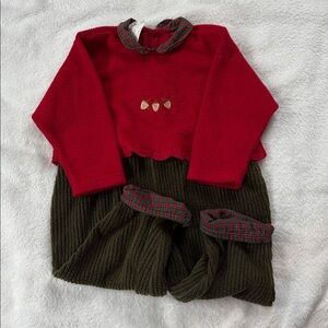 Red and Green Plaid Trim One Piece